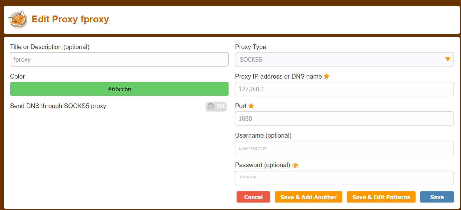 Konfigurasi SOCKS Proxy di Foxy Proxy