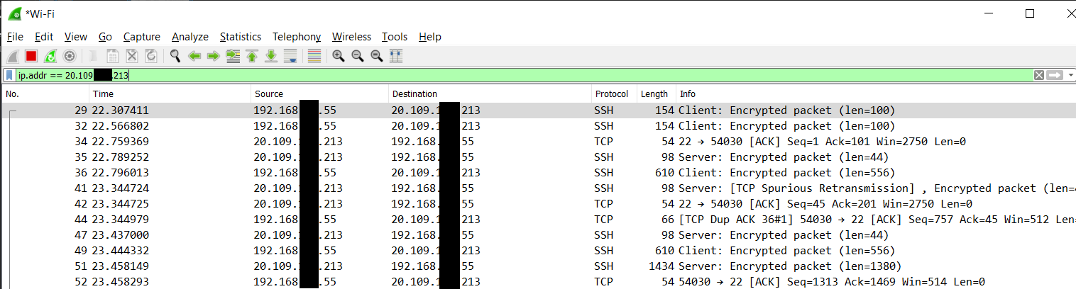 Web trafic yang terenkripsi melalui SSH tunnel